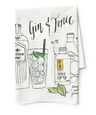 These classic cocktail tea towels liven up any kitchen or bar! Each towel has its own drink recipe. Flour Sack Towel is 28"x30" Made in the USA.