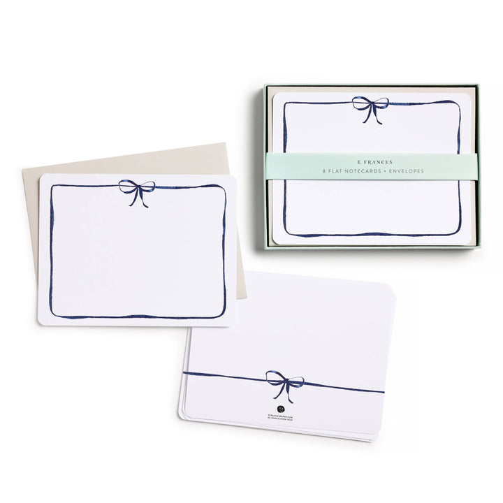 E Francis flat notecards with navy bow