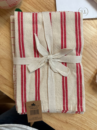 Red and White Stripe Towel Set