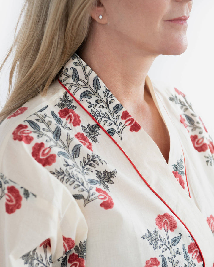 Rebecca Block Print White Robe