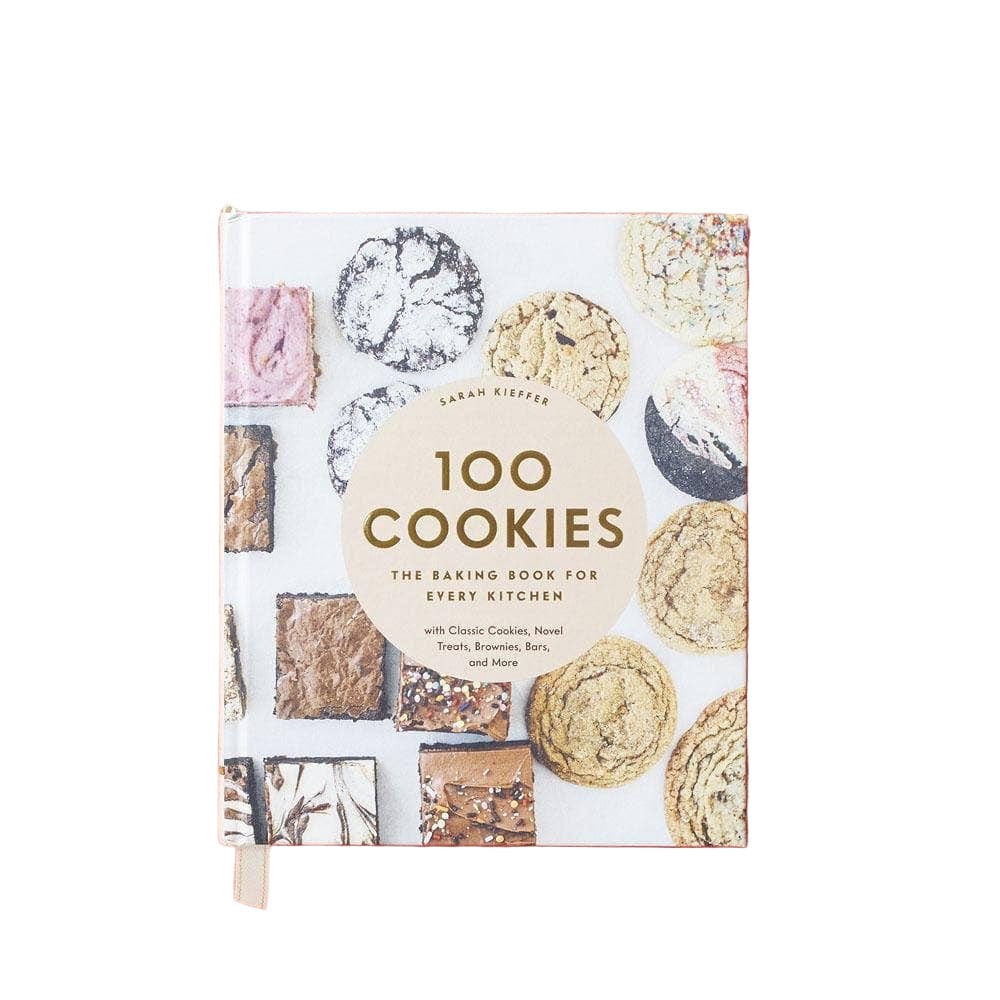 100 Cookies book with a cover feathuring lots of cookies on a white background