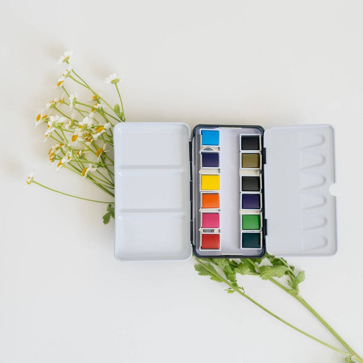 12 Color Mini - Travel Watercolor Paint Palette