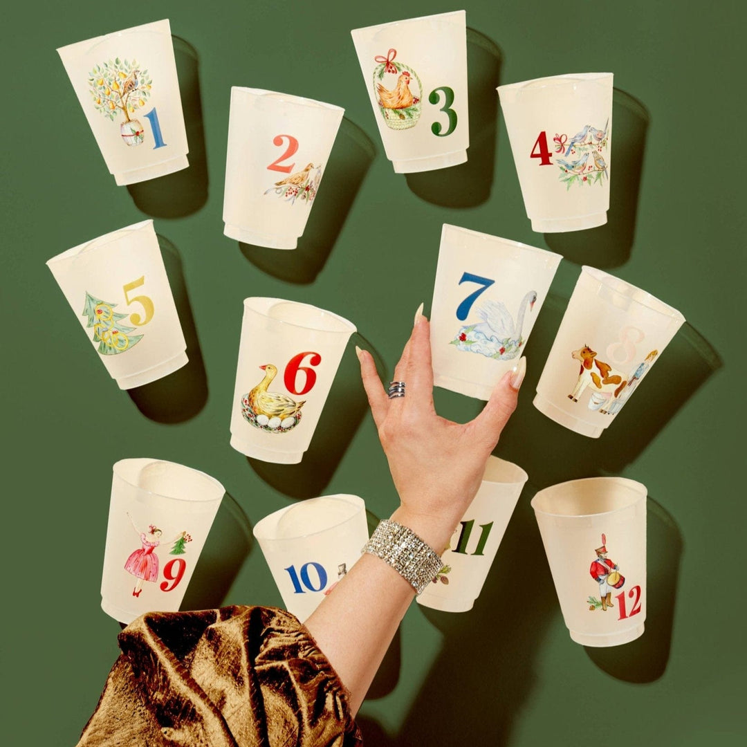 12 Days of Christmas Frosted Cups / 12 Cups - Christmas