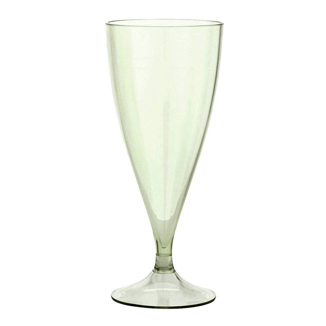 Clear glass goblet on a white background