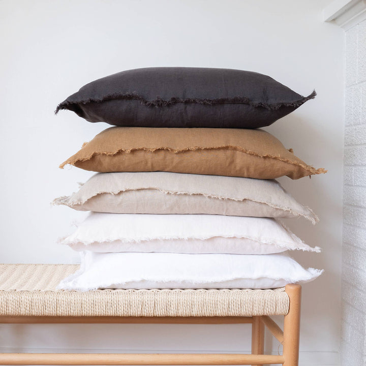 Fringed Linen Pillow - Blush