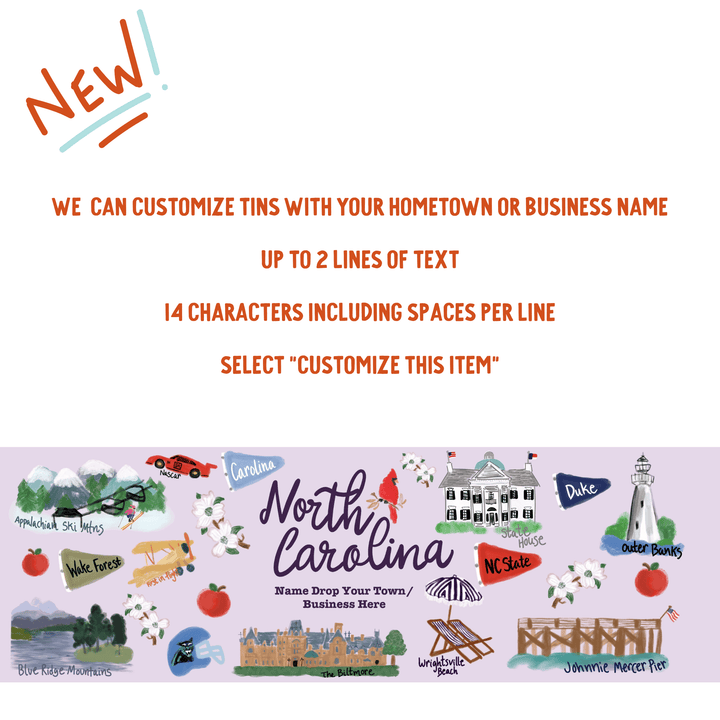 North Carolina Gift Tin | Gourmet Shortbread Cookies or Nuts