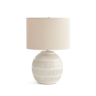 Bedside ceramic table lamp at 10" x 10" x 15" 