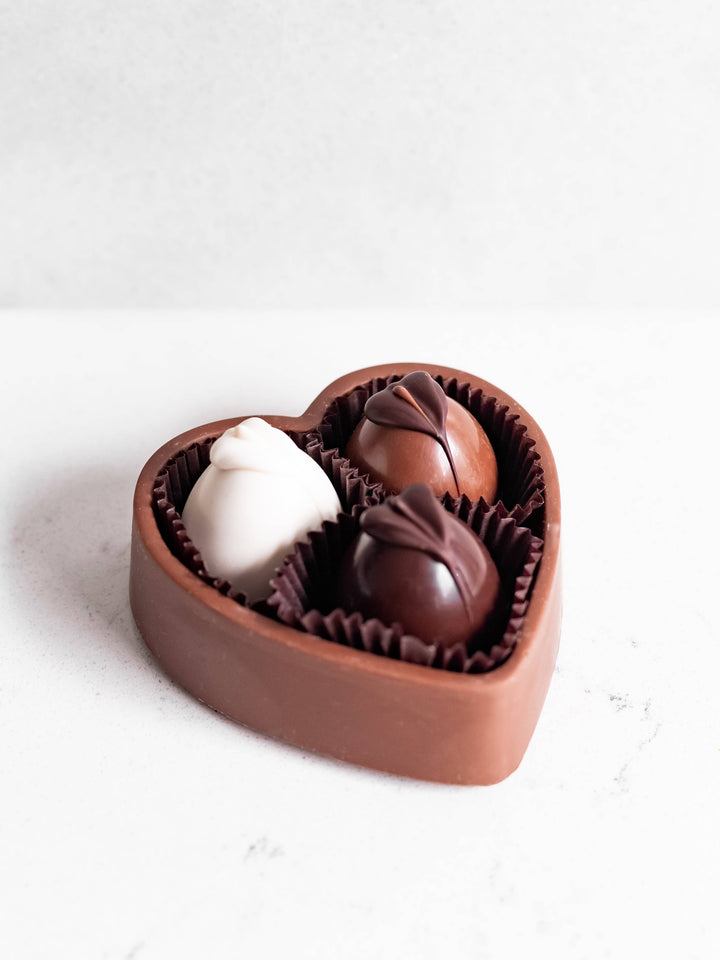 Valentine's 6oz Milk Chocolate Heart Box with Three Truffles