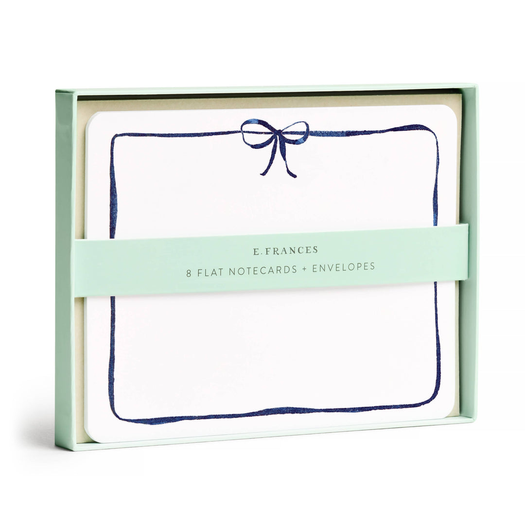E Francis flat notecards with navy bow
