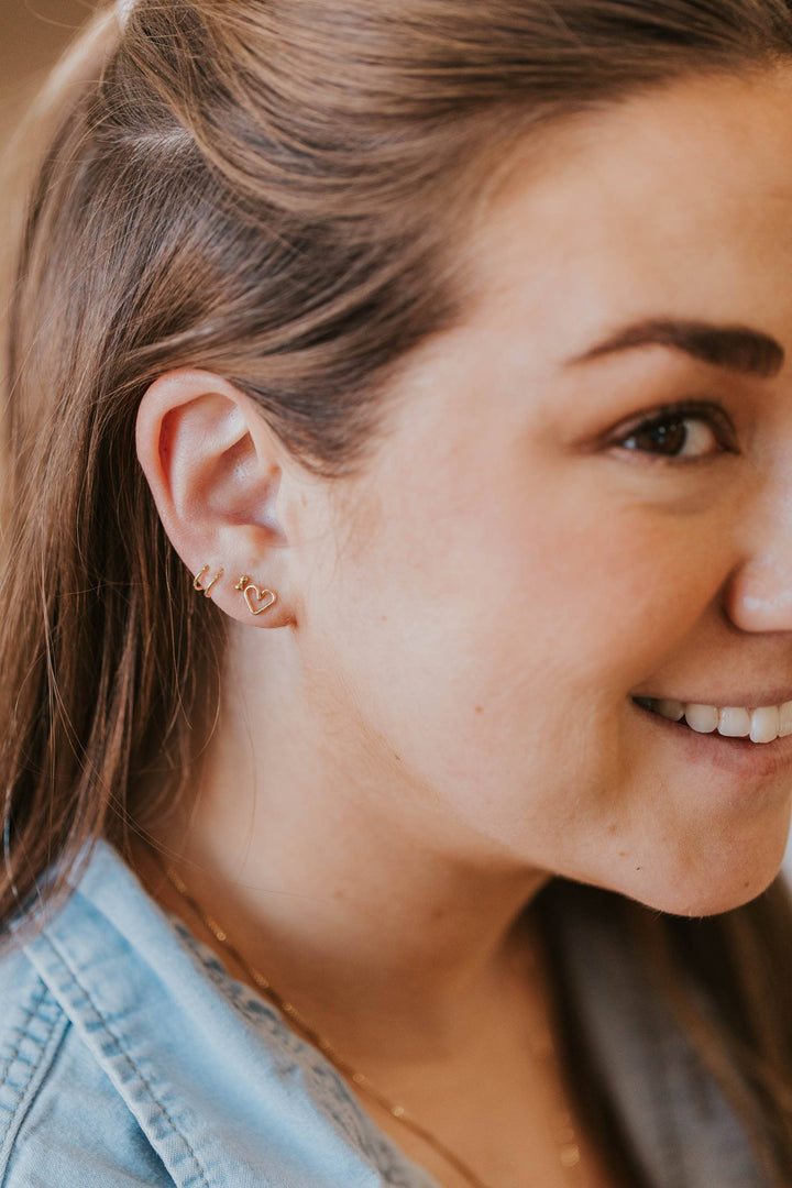 Open Heart Posts | 14kt Gold Fill + Sterling Silver