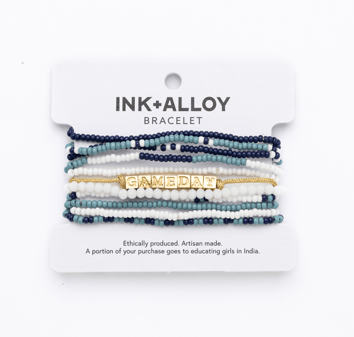 Bracelet Stack Game Day Light Blue + White + Navy Wholesale