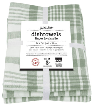 Sage Green Jumbo Dishtowels Set of 3