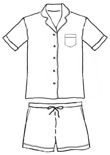 Outline of a shirt and shorts set on a white background