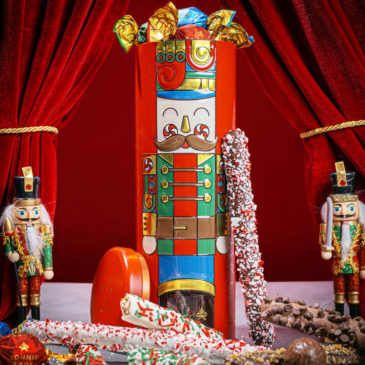 Nutcracker Chocolate-Covered Pretzel Gift Tin