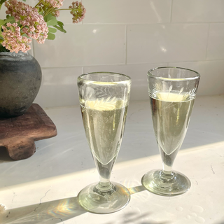 Handblown Etched Champagne Glass