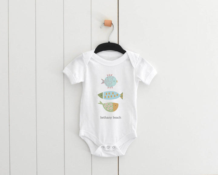 Sea Life Baby Onesie - Three Fish - Customizable