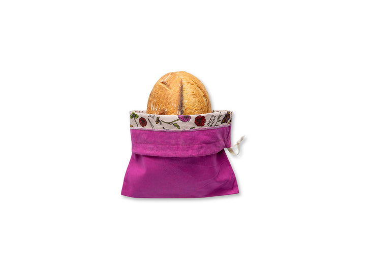 Bees Wrap Reusable Beeswax Lined Artisan Bread Bag - Magenta