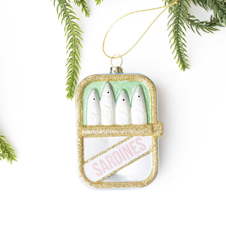 Vintage Sardines Tin Glass Christmas Ornament
