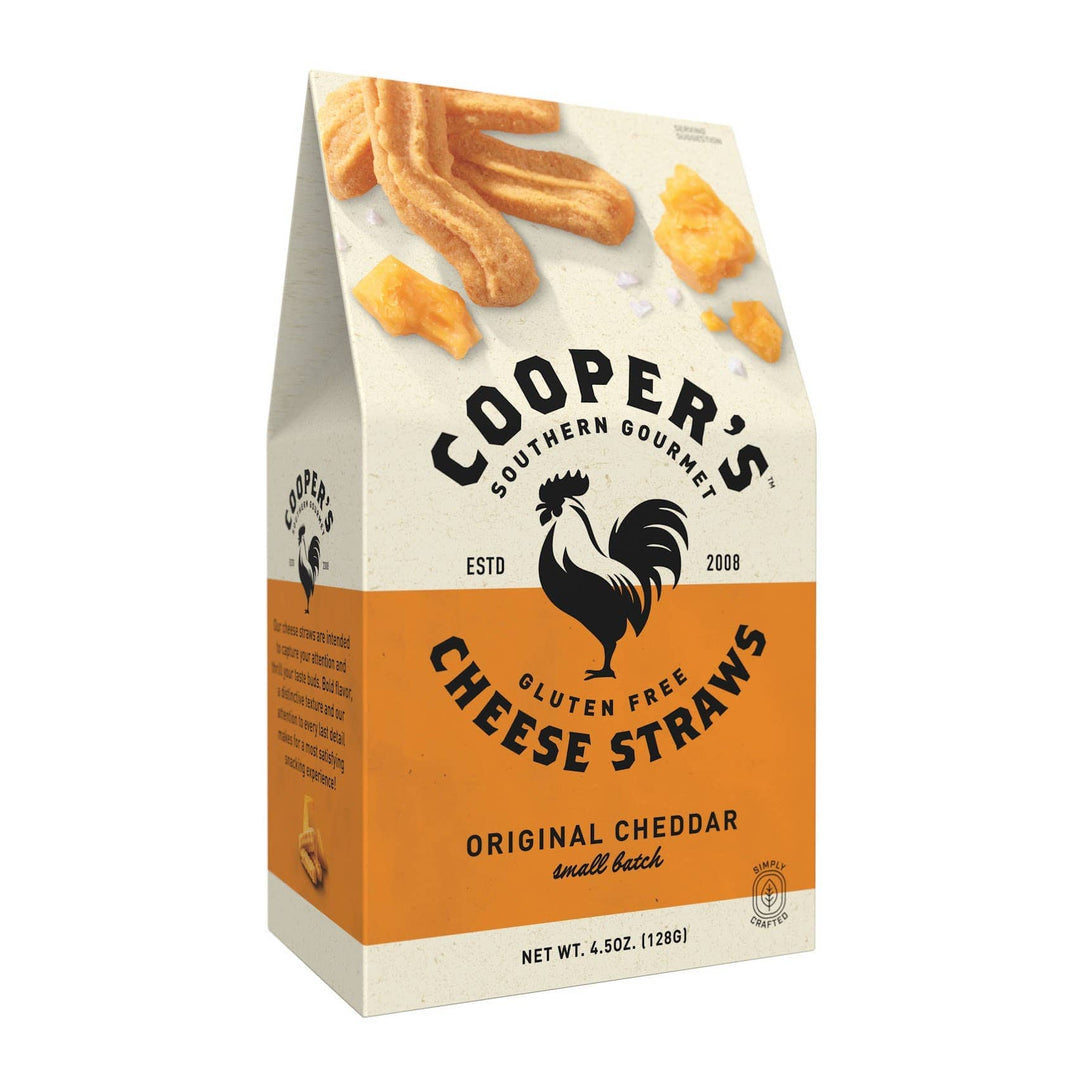 Package of Cooper's Southern Gourmet Cheese Straws on a white background