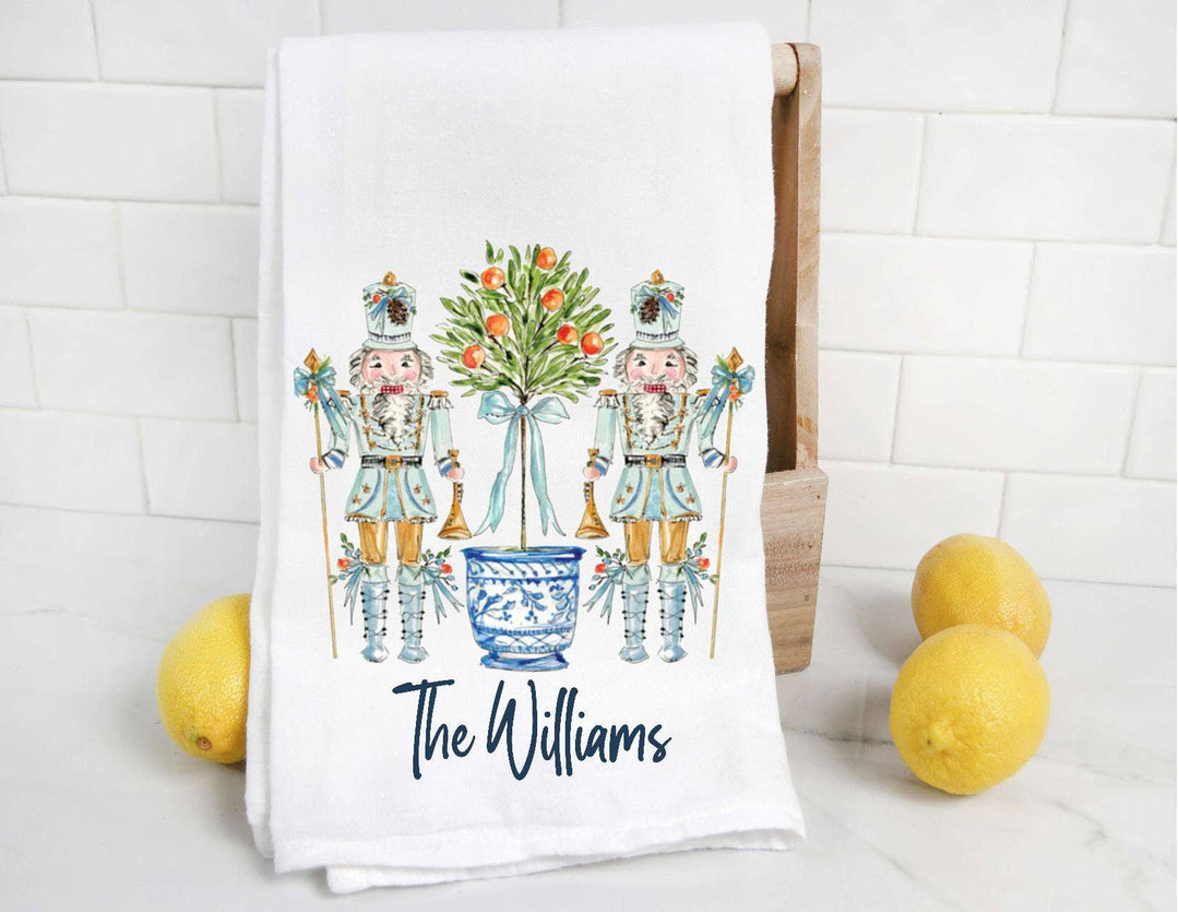 Chinoiserie Nutcracker Christmas Tea Towel