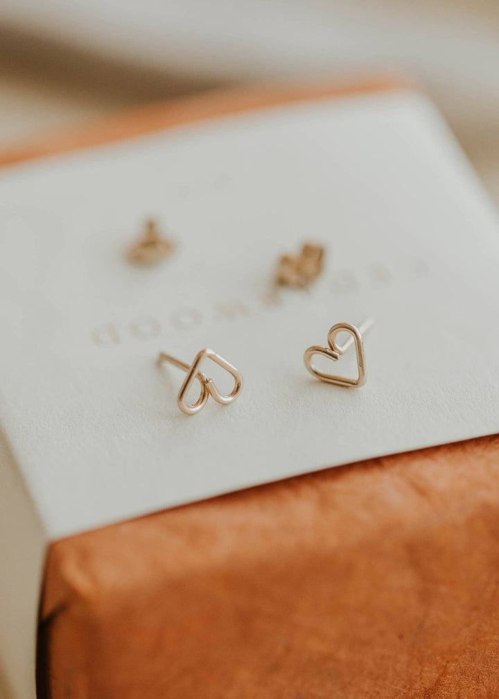 Open Heart Posts | 14kt Gold Fill + Sterling Silver