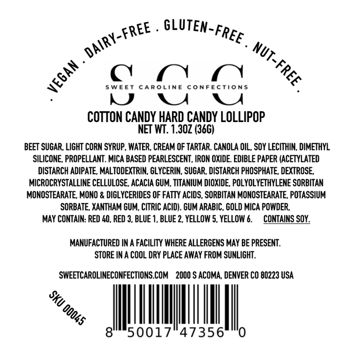 LOVE Sparkle Lollipops, Cotton Candy, 10/Case VEGAN