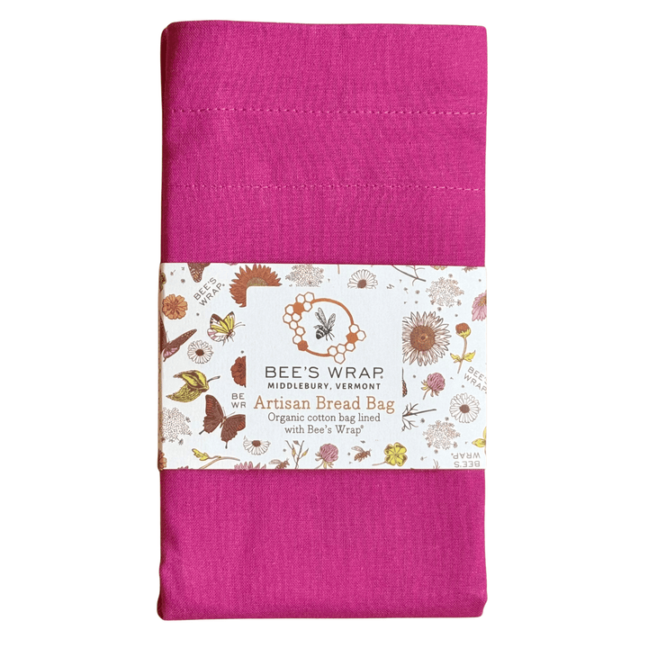 Bees Wrap Reusable Beeswax Lined Artisan Bread Bag - Magenta