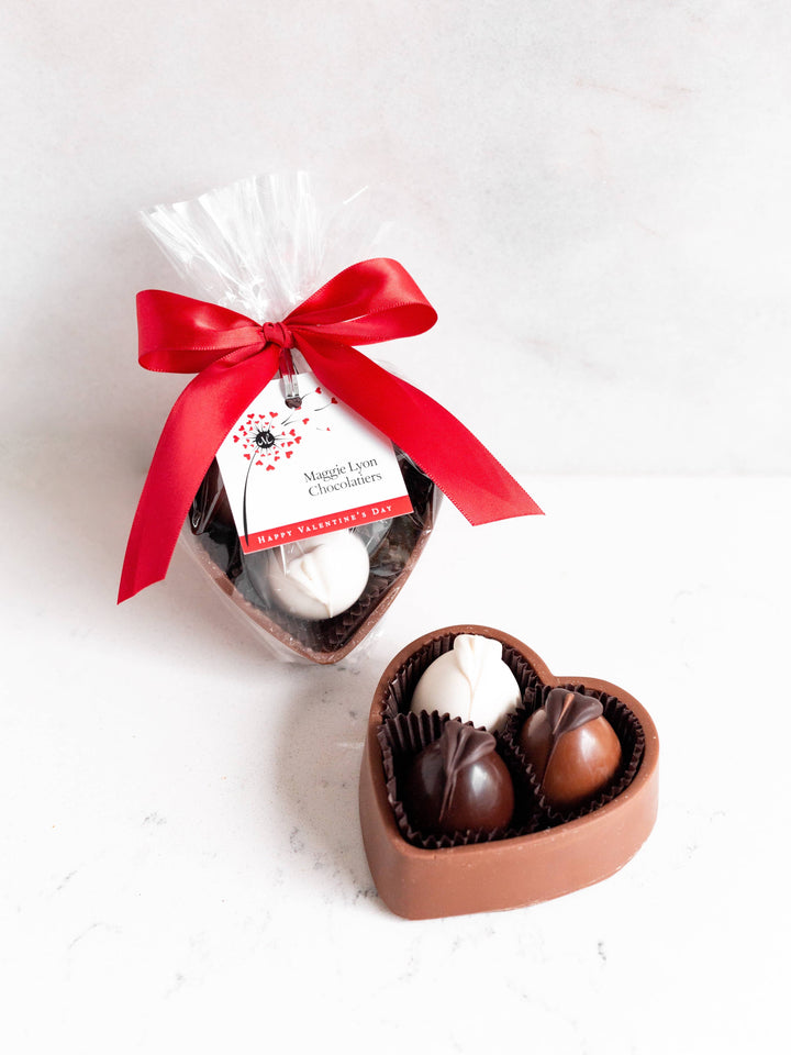 Valentine's 6oz Milk Chocolate Heart Box with Three Truffles