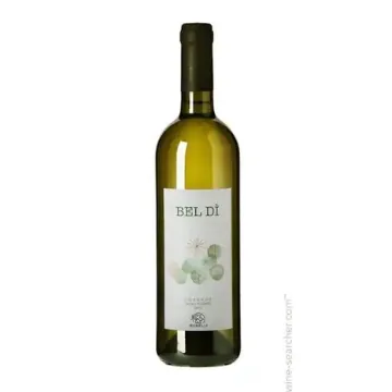 White wine bottle labeled 'BEL DI' on a white background