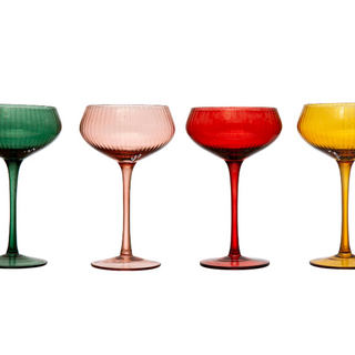 4-1/4" Round x 6-3/4"H 8 oz. Stemmed Champagne/Coupe Glass, Set of 4 Colors  
