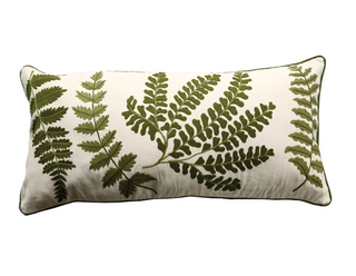 Add this green pillow to any room and bring a cool and friendly atmosphere along with it. The color green will also add a touch of the outdoors to any living space as well as adding elegance and charm.  32"L x 14"H 
