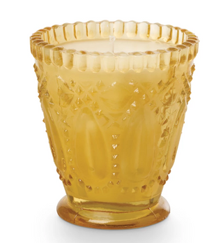 These pressed glass candles smell as beautiful as they look, and they're perfect for adding ambiance with vintage charm to any space in your home.  (2.4" x 1.7" glass container)