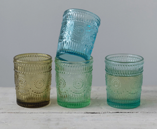 Embossed Drinking Glass, Set of 4