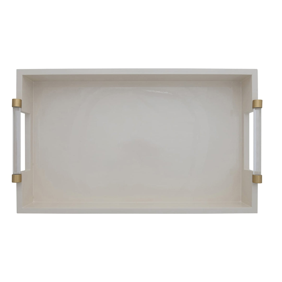 Rectangular tray with gold accents on a white background