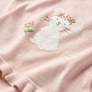 This sweet meadow mouse blanket is sure to be a family favorite! This soft, mid-weight cotton knit baby blanket is durable and perfect for stroller rides, naps, playtime & more. The best part? It's machine washable, which we know is music to every new parent's ears!