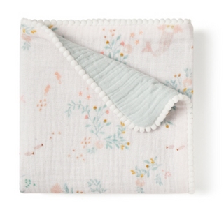 This sweet, muslin blankie is just the right size for your favorite little one to snuggle up to for comfort! It's reversible and features a magical undersea print and a coordinating solid. Makes a great baby gift!