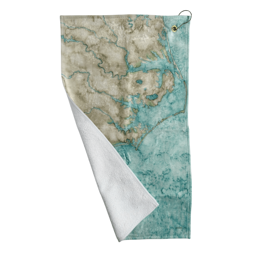 Towel with a map design on a white background