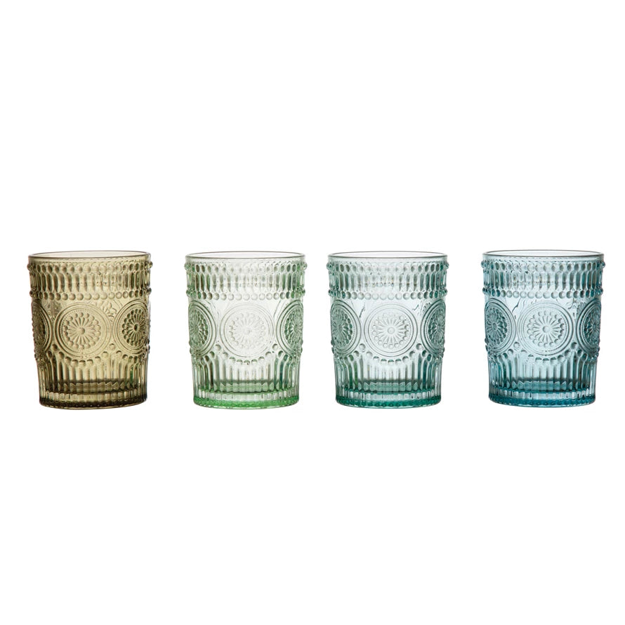 Embossed Drinking Glass, Set of 4