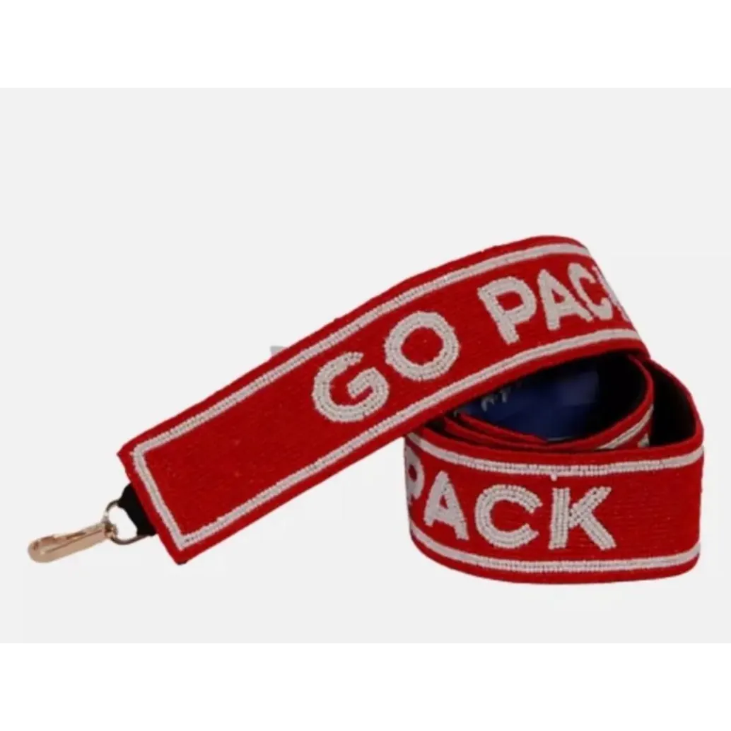 Red strap with 'GO PACK' text on a white background