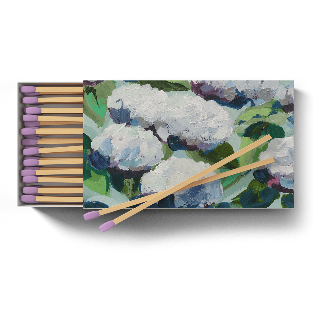 Matchbox with matches on a floral background