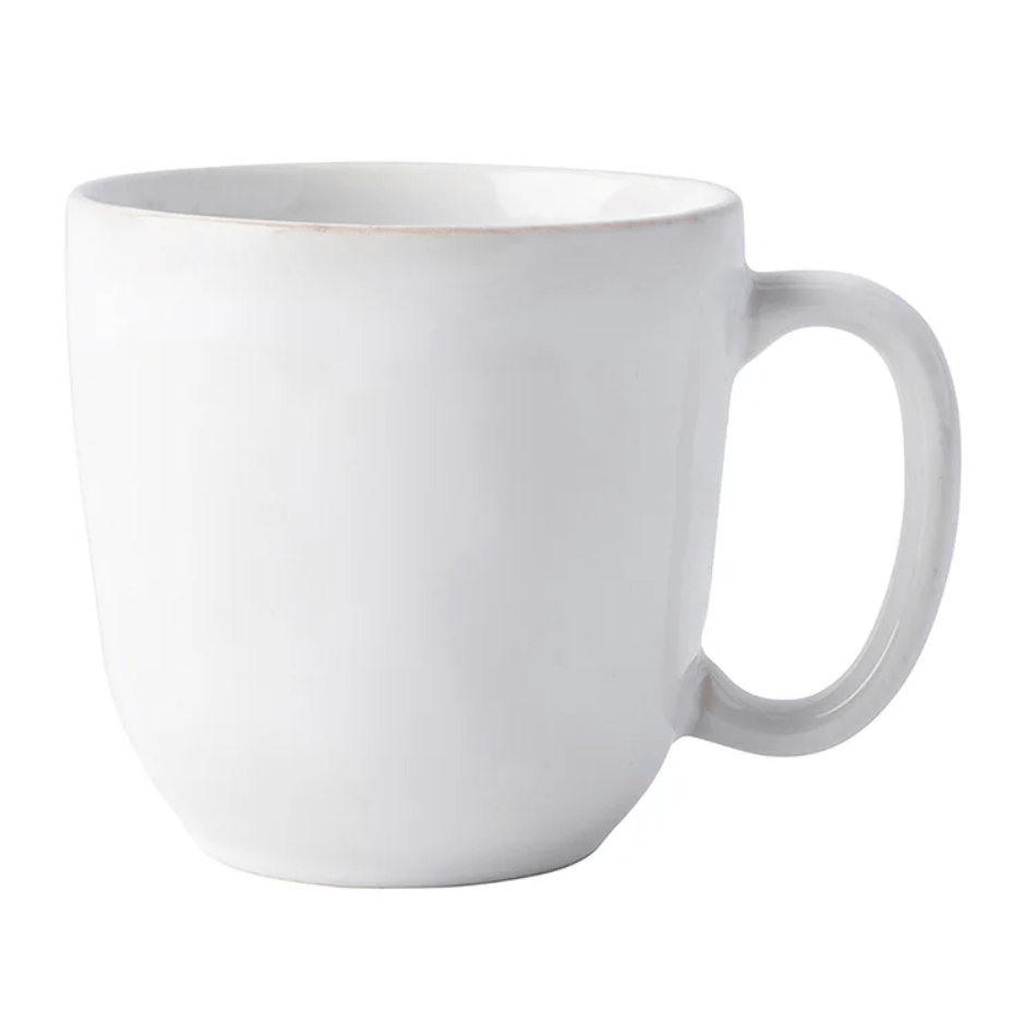 White ceramic mug on a white background