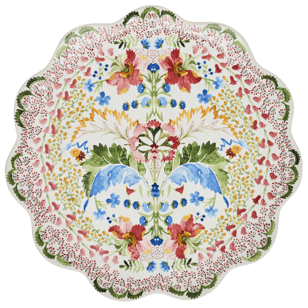 Scalloped Dinner Plate with florals