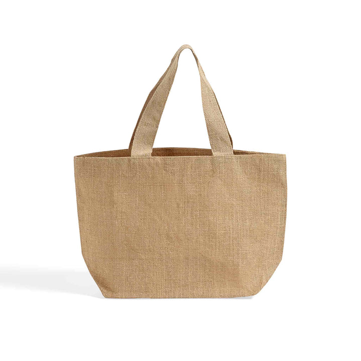 Beige tote bag on a white background