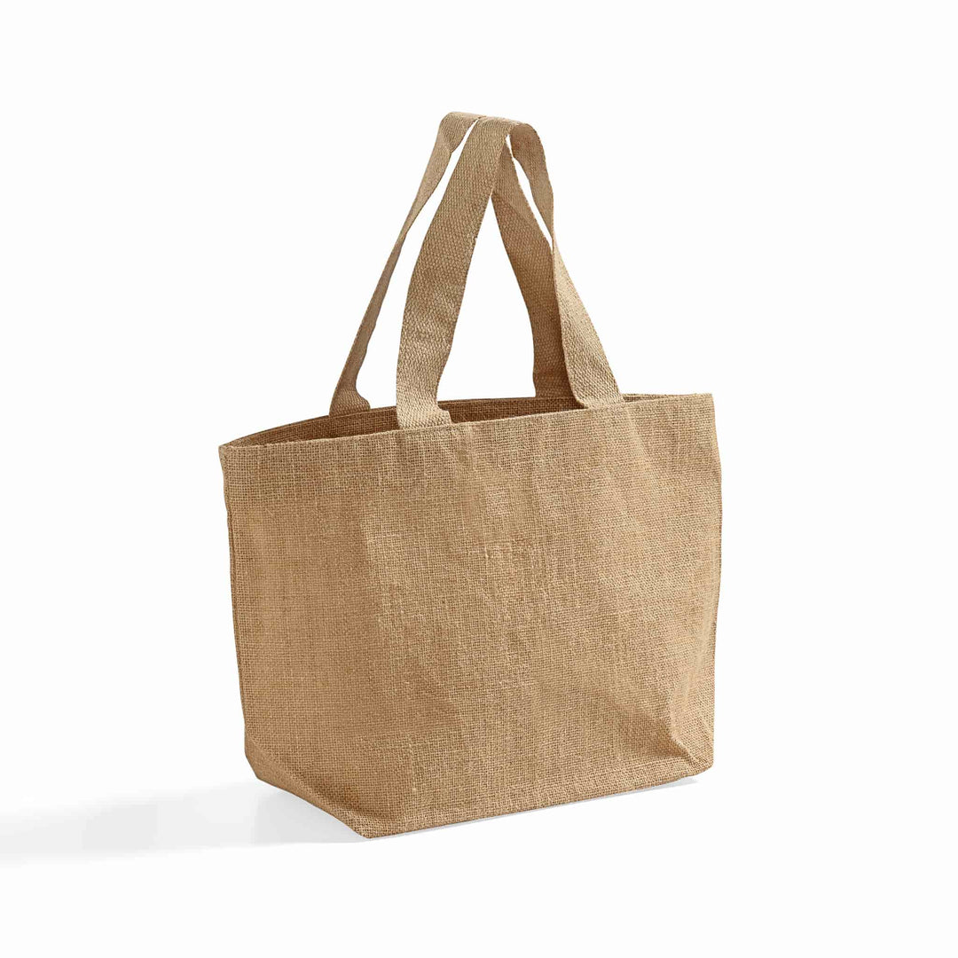 Brown jute bag on a white background