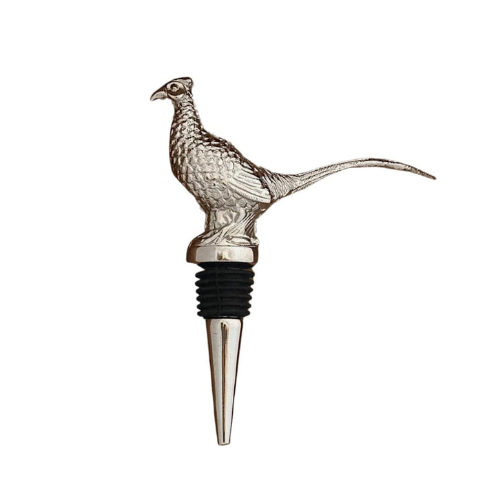 Pheasant-shaped bottle stopper on a white background