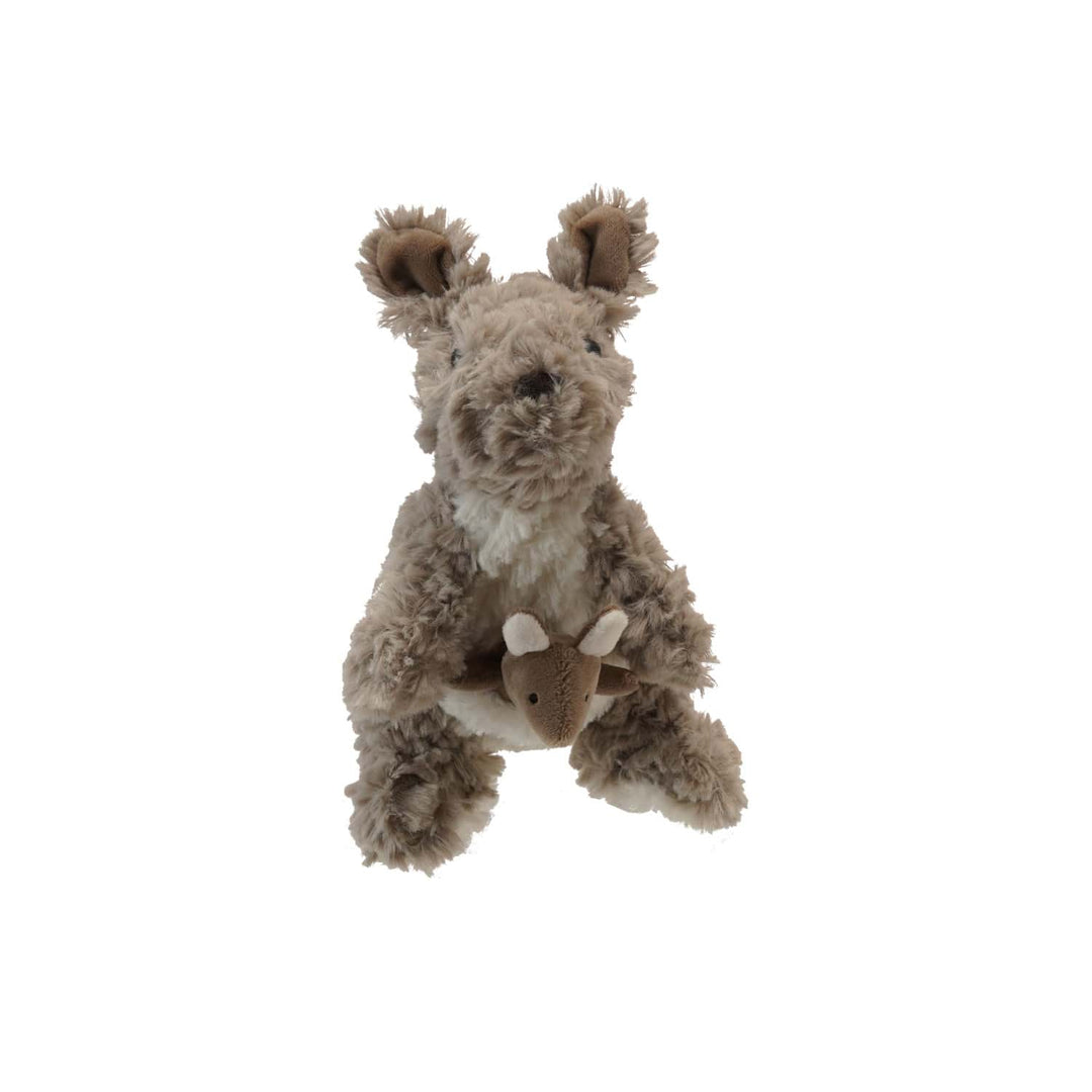 Plush toy kangaroo on a white background