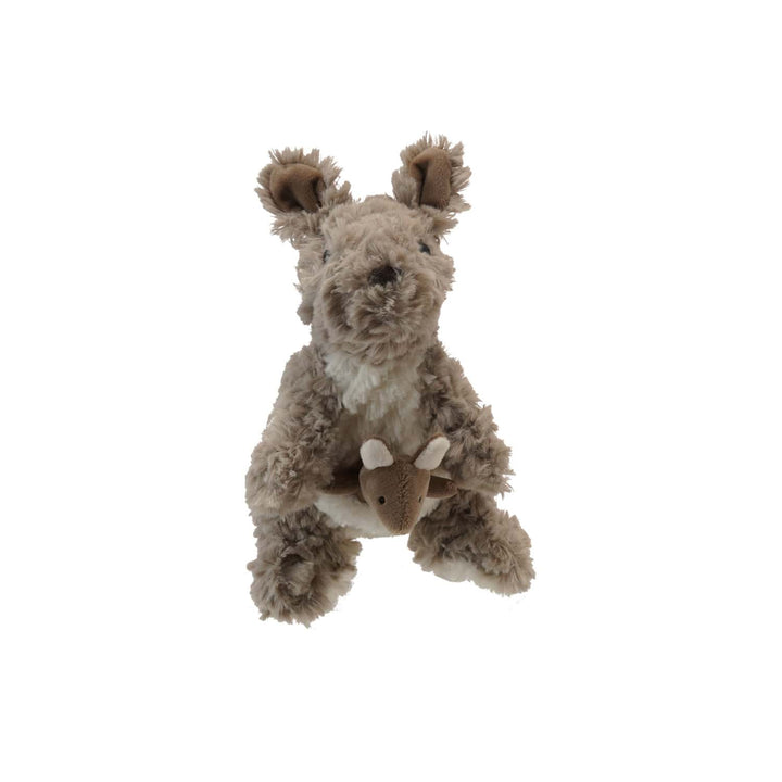 Plush toy kangaroo on a white background