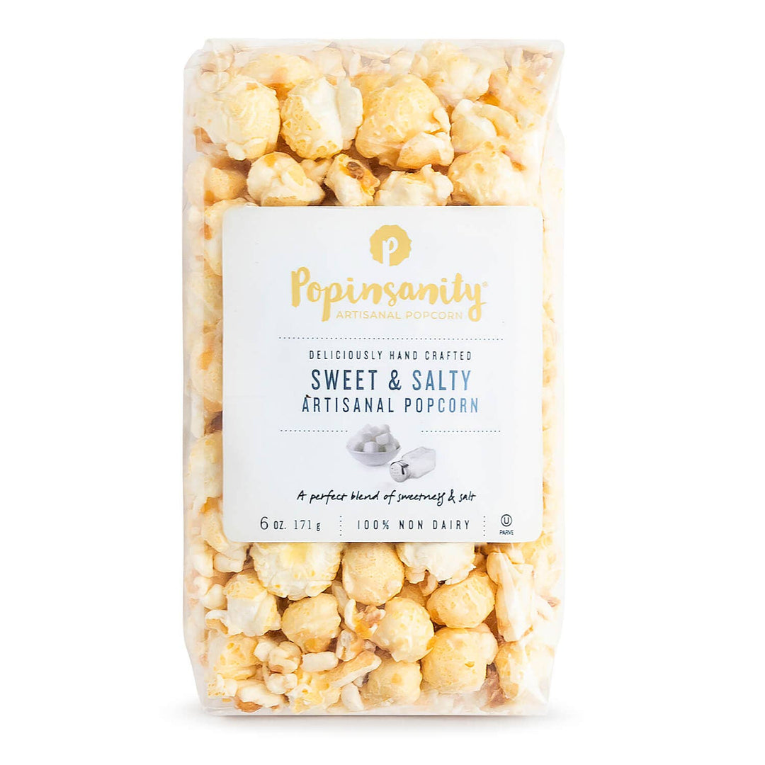 Bag of Popinsanity sweet and salty popcorn on a white background