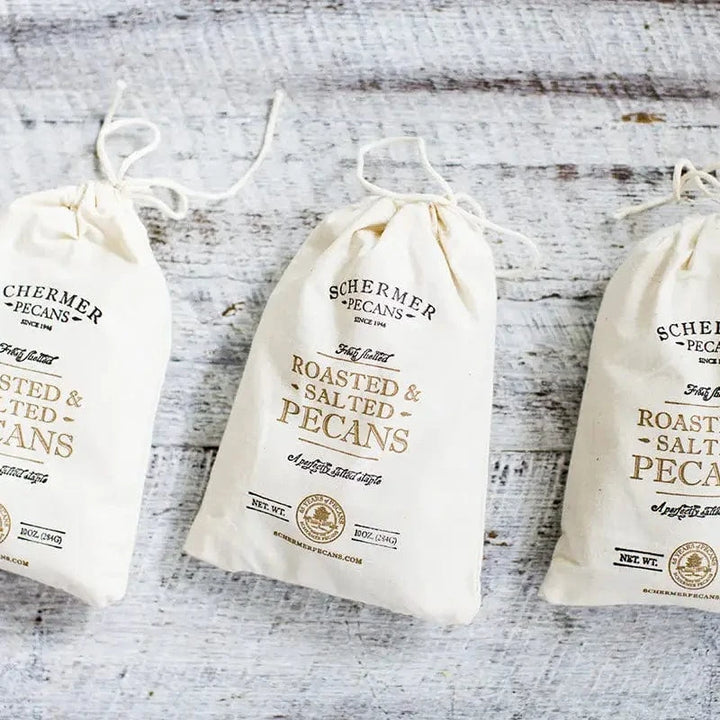 ROASTED AND SALTED PECANS - Ga Grown - 12 Cloth Bags/Case-Small Batch Specialty Gifts