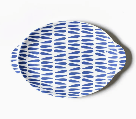 Wedgewood drop large handled oval stoneware platter with organic pattern, elegant handles, and classic design, perfect for serving family meals and entertaining